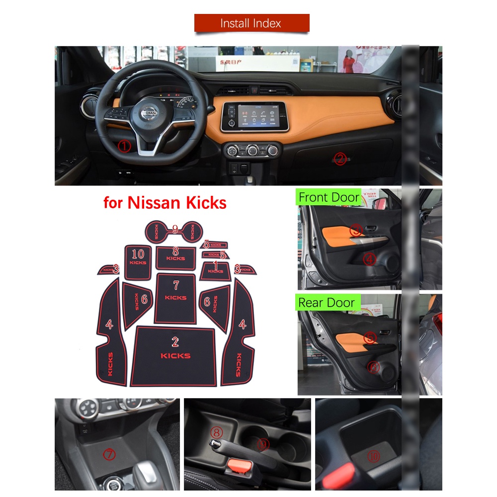 Pad Karet Anti Slip Dekorasi Interior Pintu Mobil Untuk Nissan Kicks 2016 2017 2018 2019 2020 2021