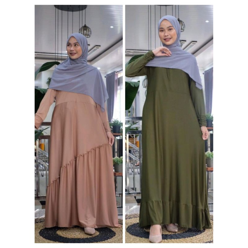 Gamis jersey polos / gamis harian adem