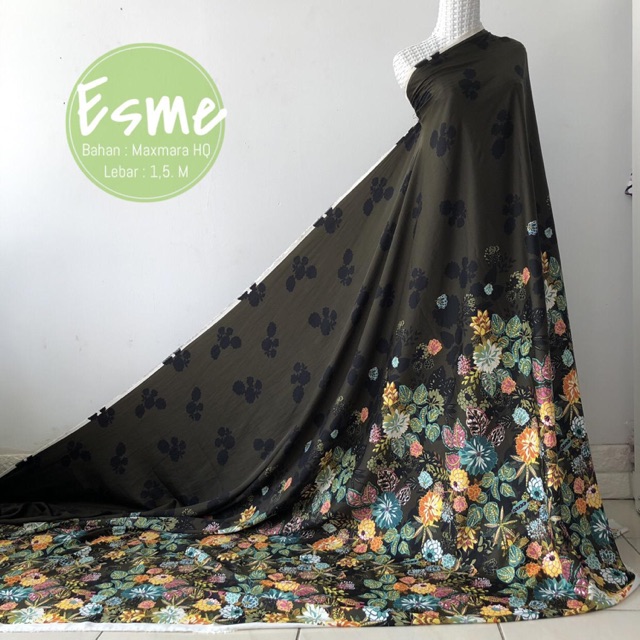 ESME KAIN METERAN KAIN MOTIF DAUN HIJAU BOTOL BAHAN MAXMARA HQ