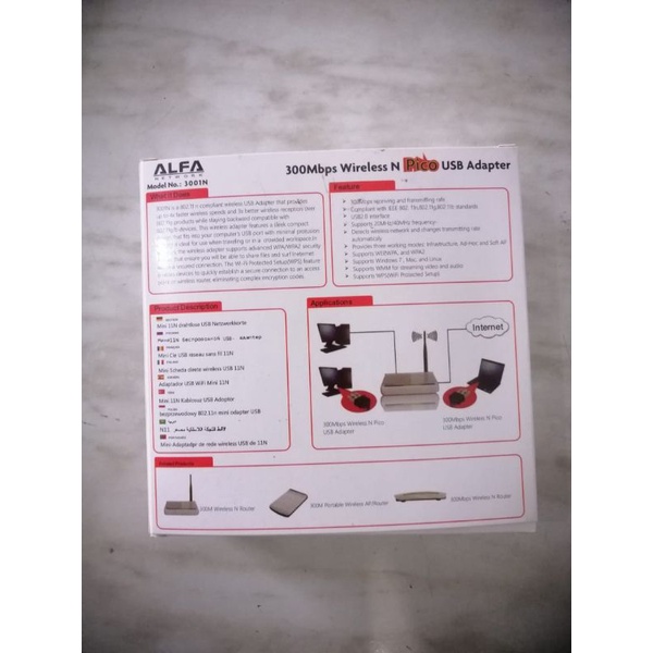 Alfa Wifi USB Adapter Mini 3001N 300 MBPS Support Win 10
