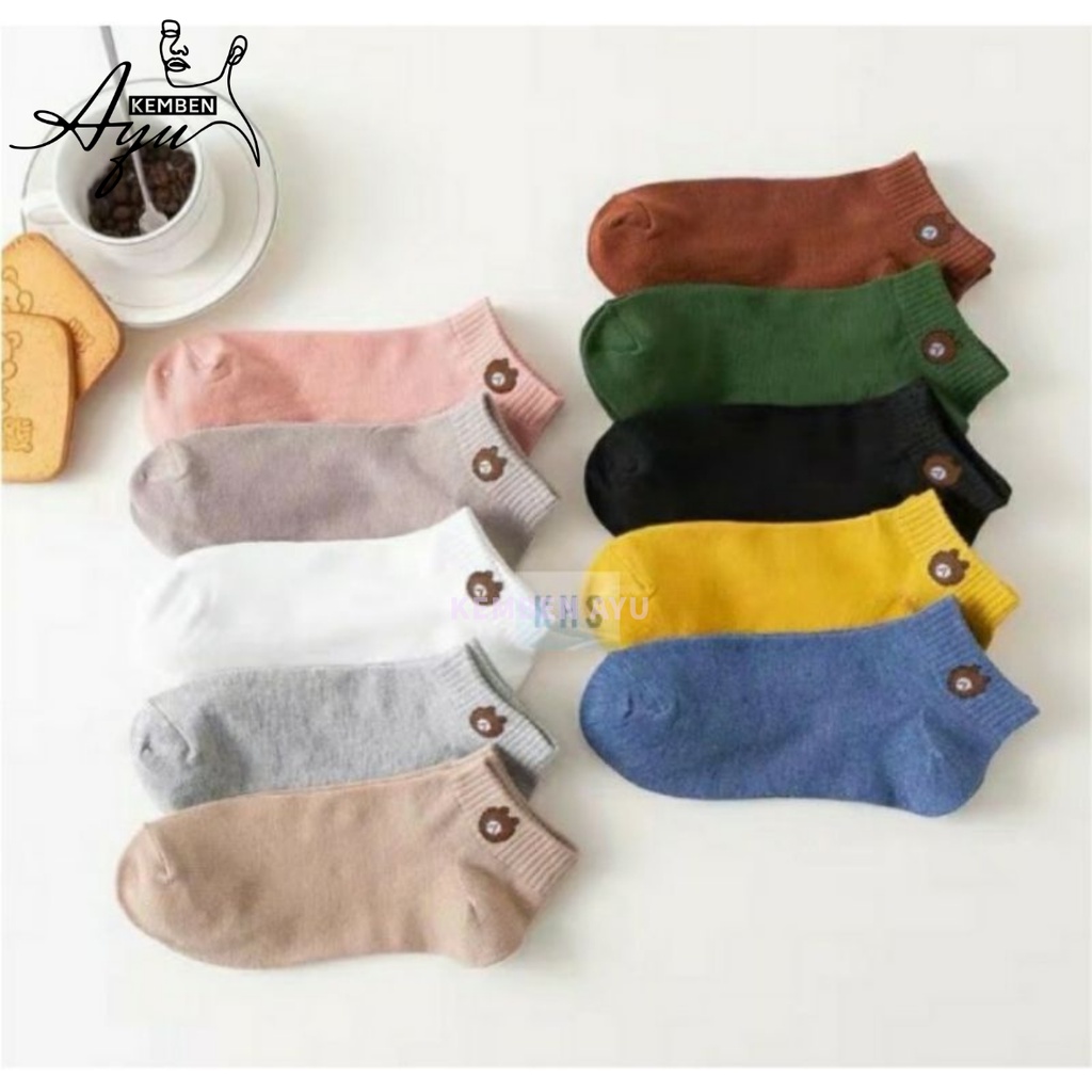 Kaos Kaki Pendek Ankle Wanita Dewasa Motif Beruang Tebal Ala Korea Kaoskaki Bear Tipis Semata Cewek Pelangi Invisible Low Socks Nibras Lucu Mini Tumit Warna Hitam Peach Pastel Kulit Angle Minion Anti Slip Kain Angkle Polos Bts Mata Halus Import Premium-6