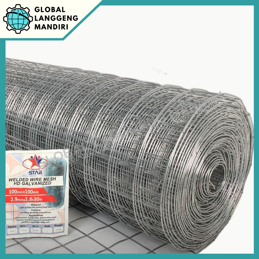 LOKET GALVANIS 100MMX100MMX3.0MMX1.8M / KAWAT RAM 4"X4"X3.0MMX1.8MX1M