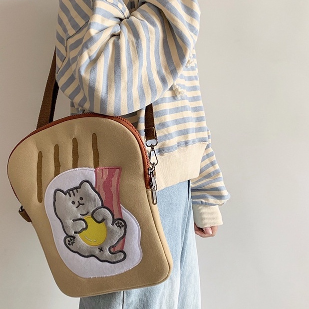 Sleeve Pouch Sarung Tas Bag Case Ipad Tab Tablet Macbook Air Pro Laptop Asus Acer Lenovo HP Huawei 11 12 13 14 15 inch Motif Gambar Kucing Cat Warna Coklat Cream Lucu Cute Murah Korean Model Tali Selempang Jinjing Bahu Pundak