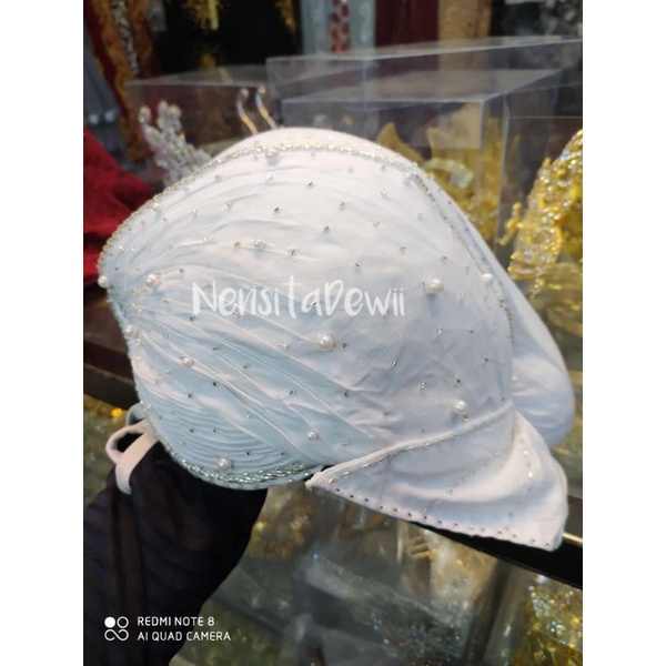 Blangkon Pengantin Jogja Payet / Putih