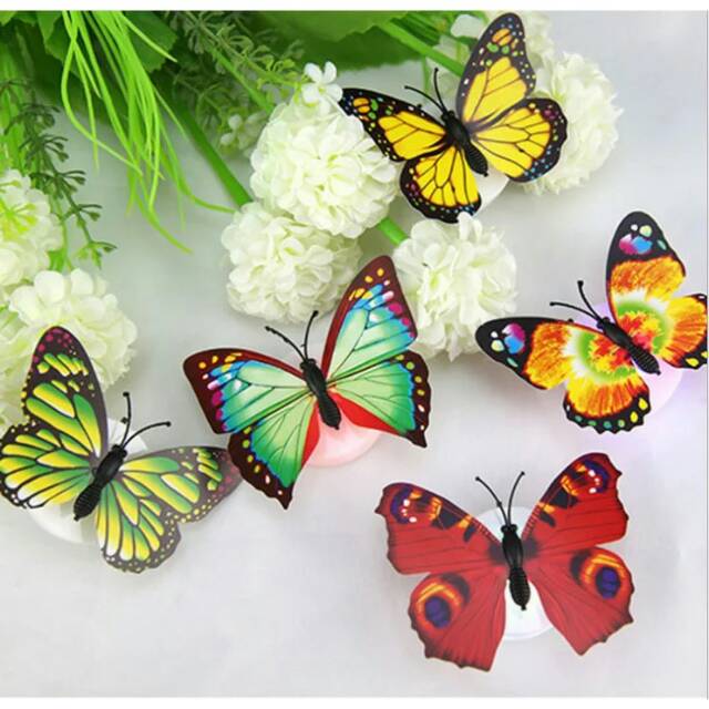 AM183 Lampu Kupu Led Dekorasi Kamar Butterfly Night Light Lampu Kamar Tidur | Shopee Indonesia