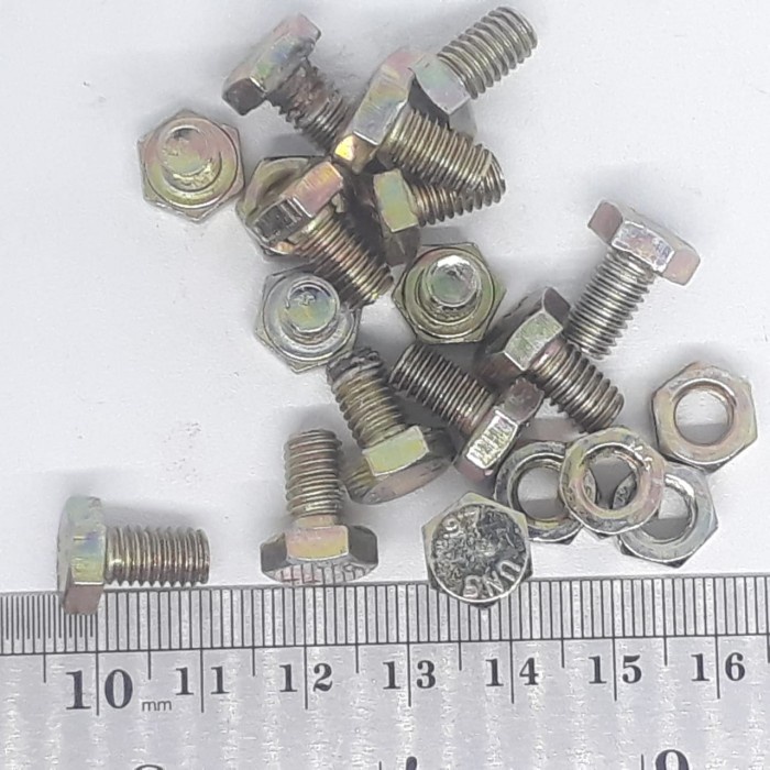 BAUT MUR M6X10 PANJANG 1CM / BAUT MUR KUNING M6 X 10 
 KUNCI 10