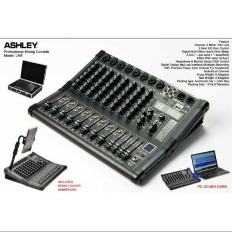 MIXER ASHLEY LM8 ORIGINAL / MIXER AUDIO LM 8 NEW FREE HARDCASE PLUS STAND HP