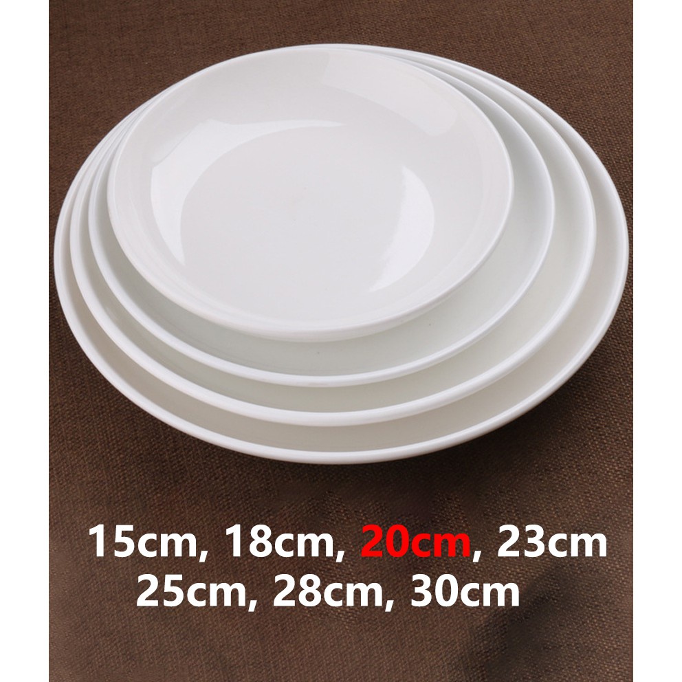 Piring Keramik Polos Bulat Rata/Cembung - Diameter 20cm
