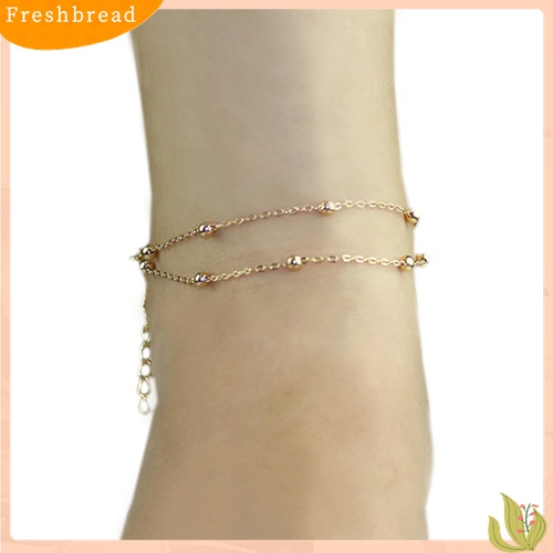 Fresh| Gelang Kaki Rantai Double Layer Aksen Manik-Manik Untuk Wanita