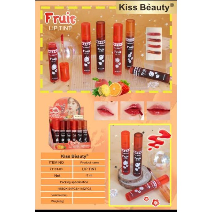 cod jaminan termurah liptint kiss beauty fruit new color