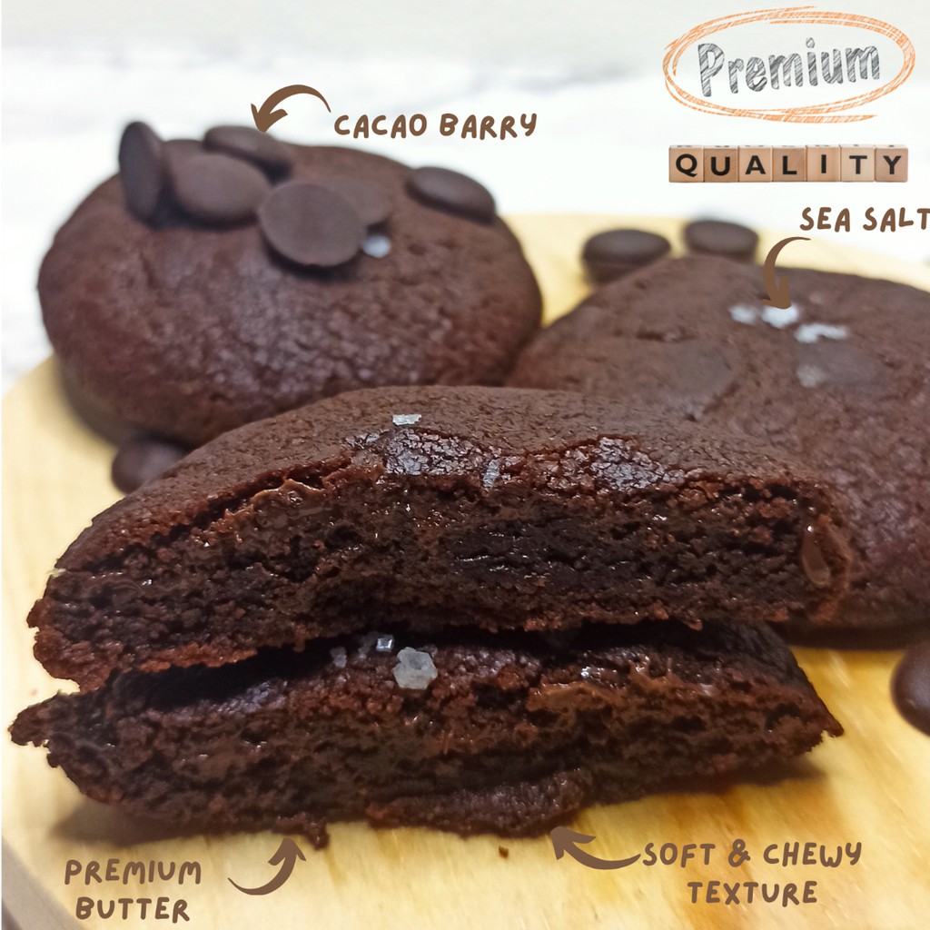 

[OPENING PROMO] DOUBLE CHOCO Premium Soft Baked Cookies Dough Chewy Levain Cookie NYC Style / Kue Biskuit Kenyal