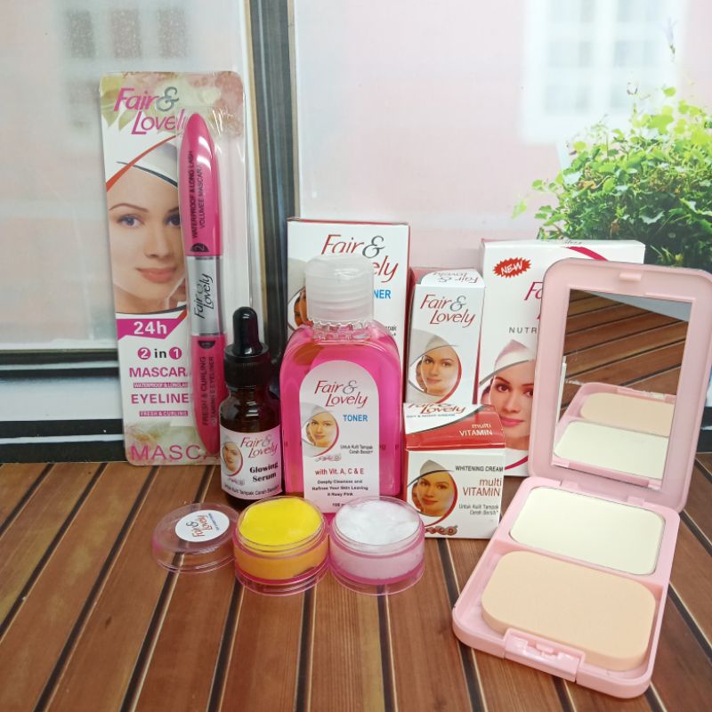 6 IN 1 PAKET FAIR LOVELY (CREAM SUSUN, TONER, SERUM, BEDAK, MASCARA)