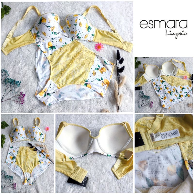ESMARA BRA CUP SET (BRA + PANTY ) BIG SIZE LEMON PRINT  85D 95C (83)