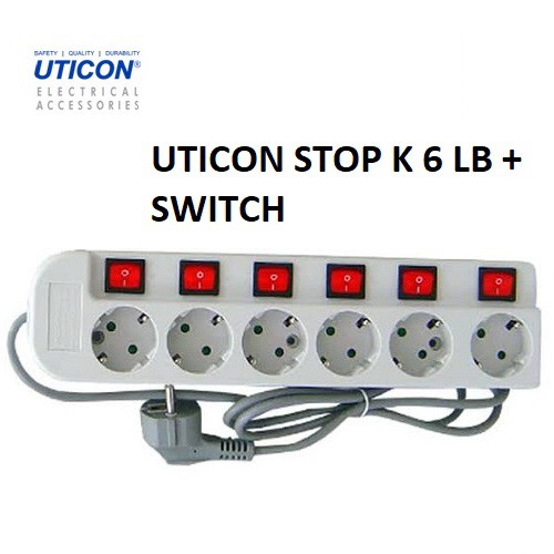 Uticon Stop Kontak 6 Lubang Saklar Tersendiri Kabel 1,5m ST-1682SW
