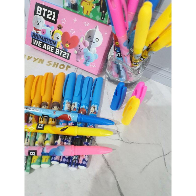(12pc) pen gel BTS BT-21/GEL PEN BTS BT21/PEN BTS BT-21/bolpen gel BTS MURAH DUS-4