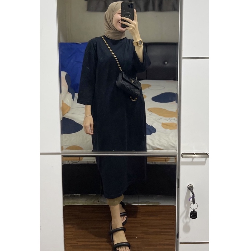 Oversized long tshirt Midi kaos long tunik polos Midi Dress long dress by DAZPROJECT