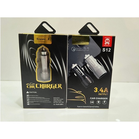 Car Charger Colokan 3.4A SUPER J S12 / S11 Charger Mobil Fast Charging Tahan Lama Original Impor Qualcomm 3.0