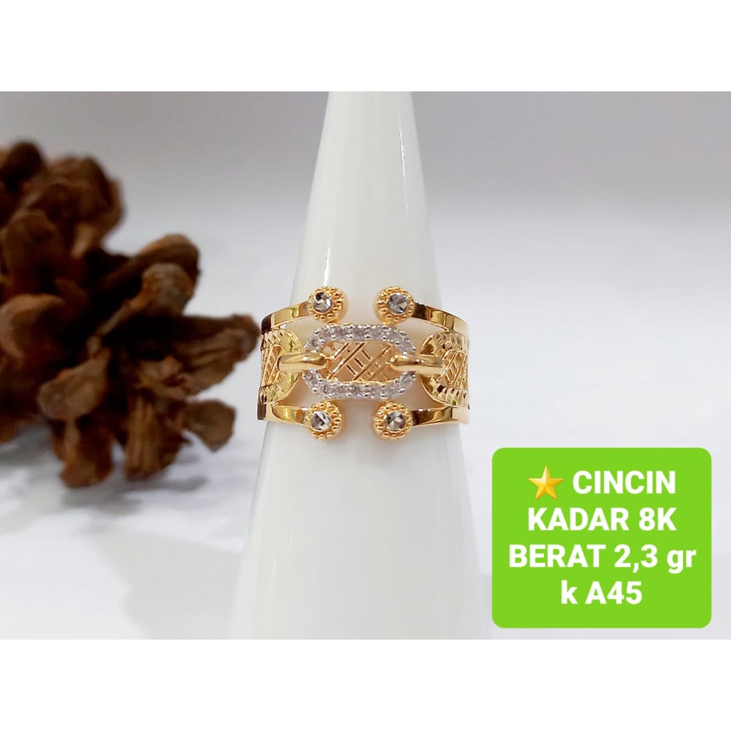 CINCIN EMAS ASLI FASHION WANITA DEWASA RINGAN BESAR KADAR 375/8K