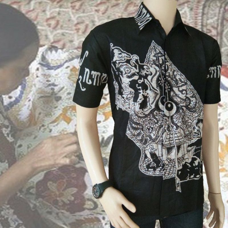 Batik Motif Wayang Kemeja Batik Motif Wayang Lengan Pendek Pria Normal Wayang Baju Batik Lengan Pend