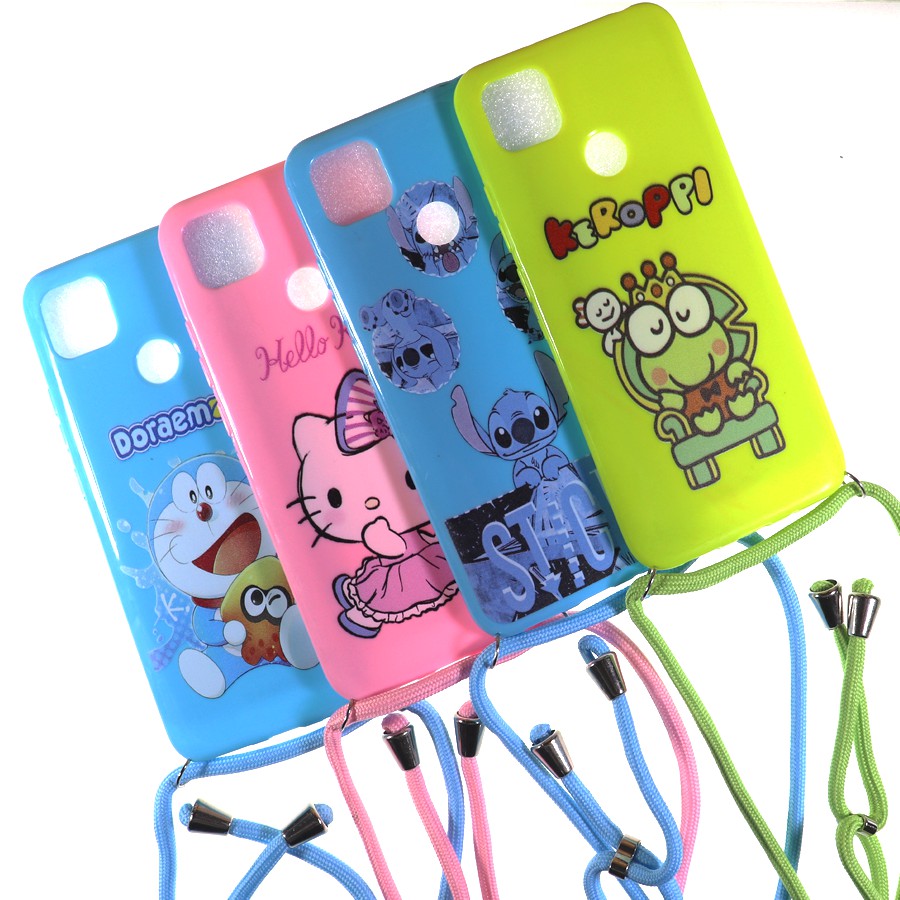 Xiaomi redmi 9c Soft Case karakter Boneka cewek gaul + Tali