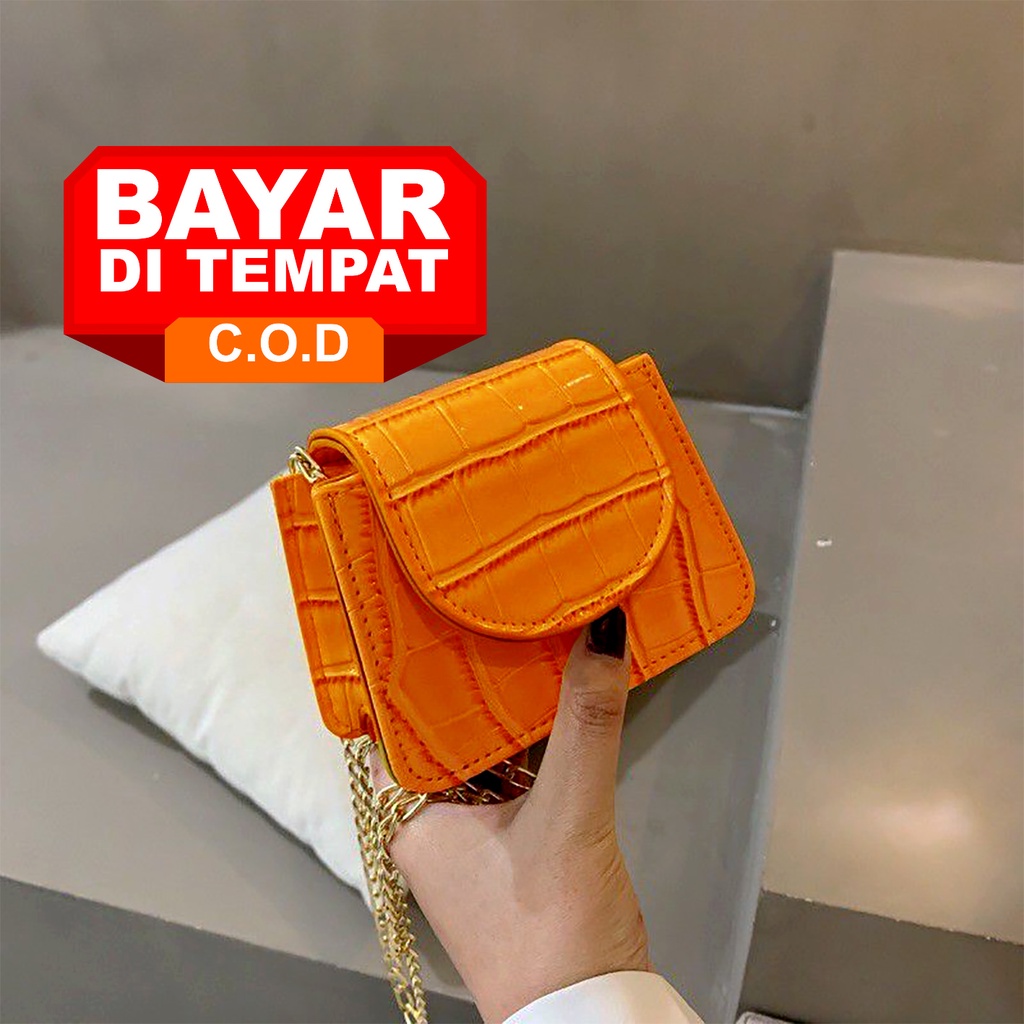 Tas Selempang Wanita Mini Murah Croco Tali Rantai Import Sling Bag Cewek Cantik Elegan Tas Anak Perempuan Model Korea Fashion 2022 Kekinian