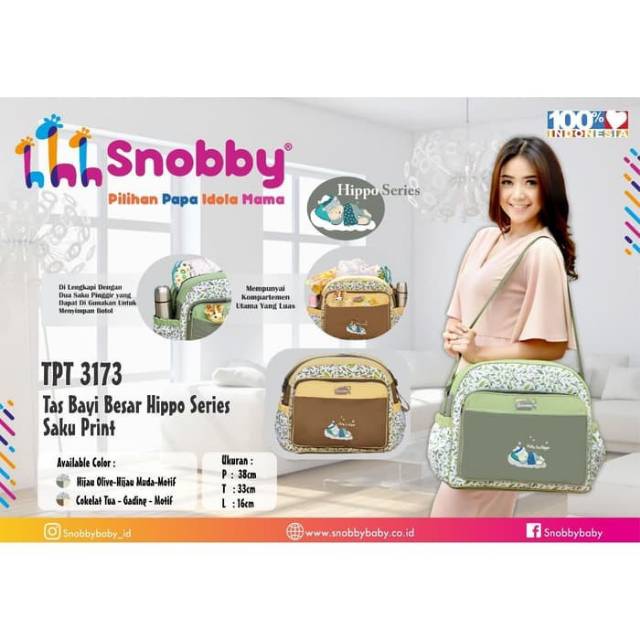 Tas bayi snooby 3173 Tas snobby Big Size Seri 3173 snoby  Hippo Saku Print Y1