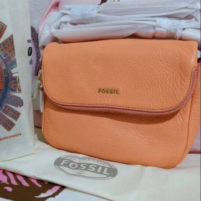 Second Fossil Bag Orange Leather Original Sling Bag