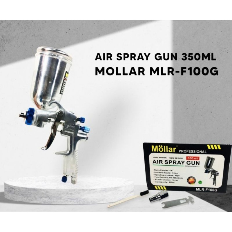 Air Spraygun MOLLAR F100 Alat Cat Semprot Spray Gun Tabung Atas F100G
