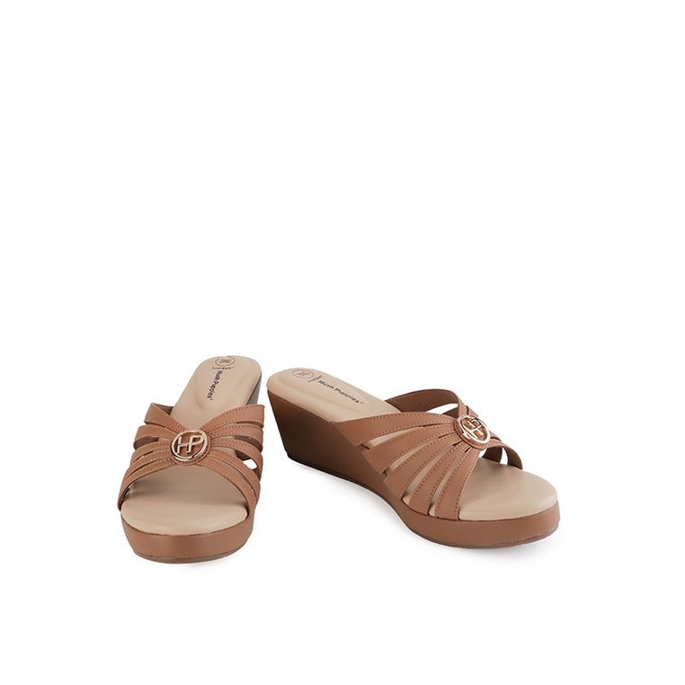 SANDAL WEDGES KULIT HUSH PUPPIES WANITA ORIGINAL TERBARU COKLAT HW18