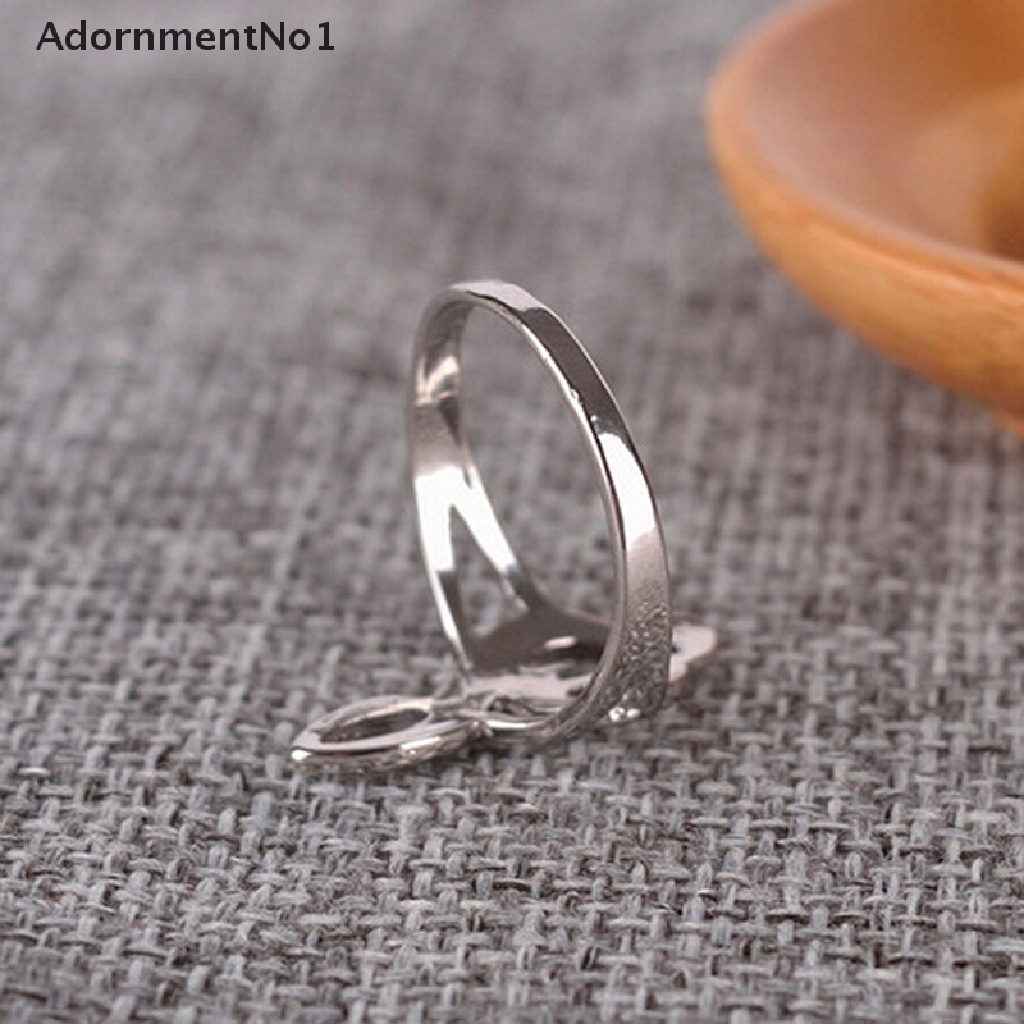 (AdornmentNo1) Cincin Bentuk Not Musik Warna Silver Untuk Wanita