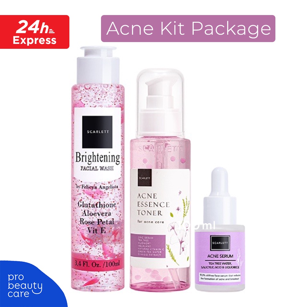 Scarlett Whitening - Acne Kit Package ( Paket Lengkap Kecantikan untuk Kulit Berminyak / Berjerawat )