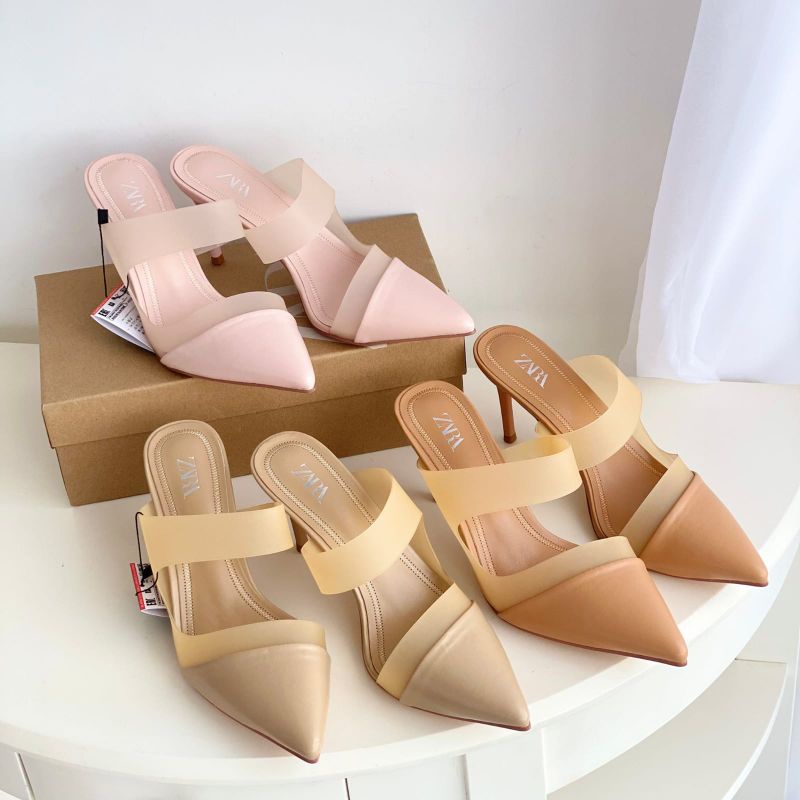 ZS388 Sandal High Heels Zara Vinyl Stap Mules Heels