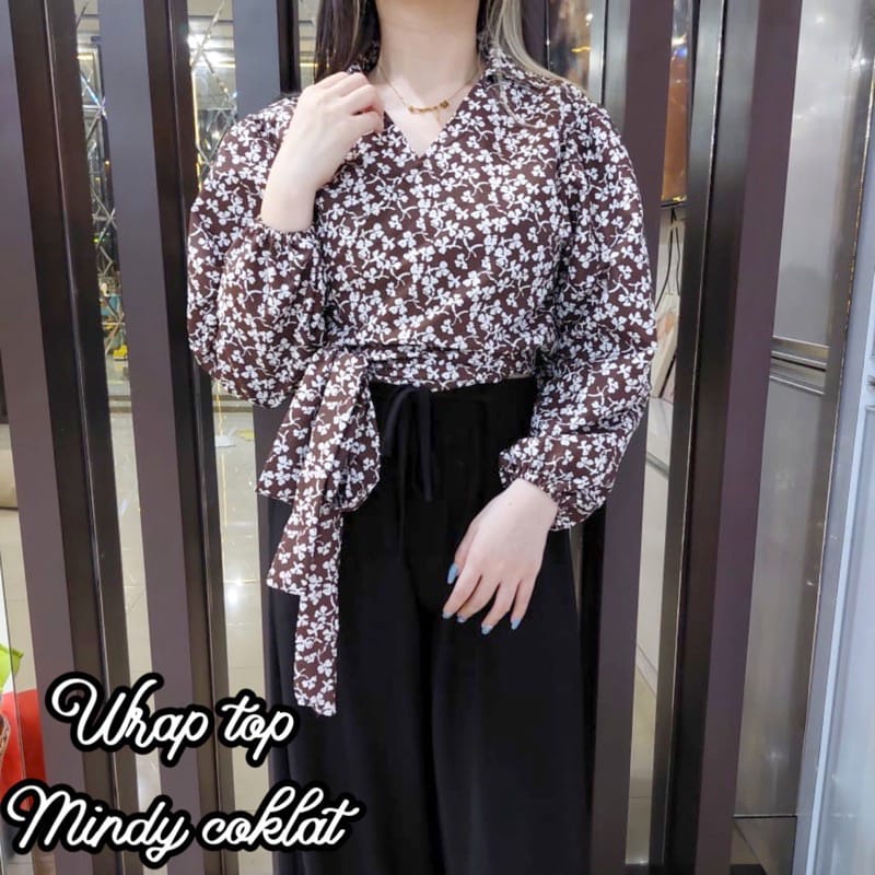 BEFAST - ZRD OOTD Wanita Blouse RYUNA / WRAP TOP / WRAP TOP TALI POLOS / Wrap Top Import / Blouse Tali Ikat keluaran Terbaru / Blouse Polos Casual Wanita / Atasan Lengan Balon Panjang / Blouse Viral Di Tiktok 2022 / Fashion Kekiniaan Wanita Remaja