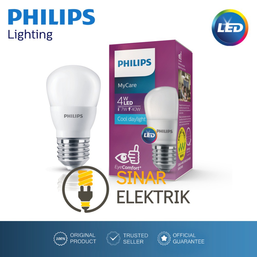 Lampu LED Philips MyCare 4 Watt Putih Kecil - Bohlam LED 4W W Wat 4Watt Murah Original Garansi