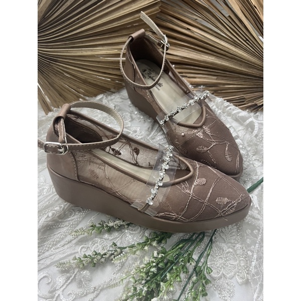 sepatu wedges wedding rafaizoutfit  mocca 5cm