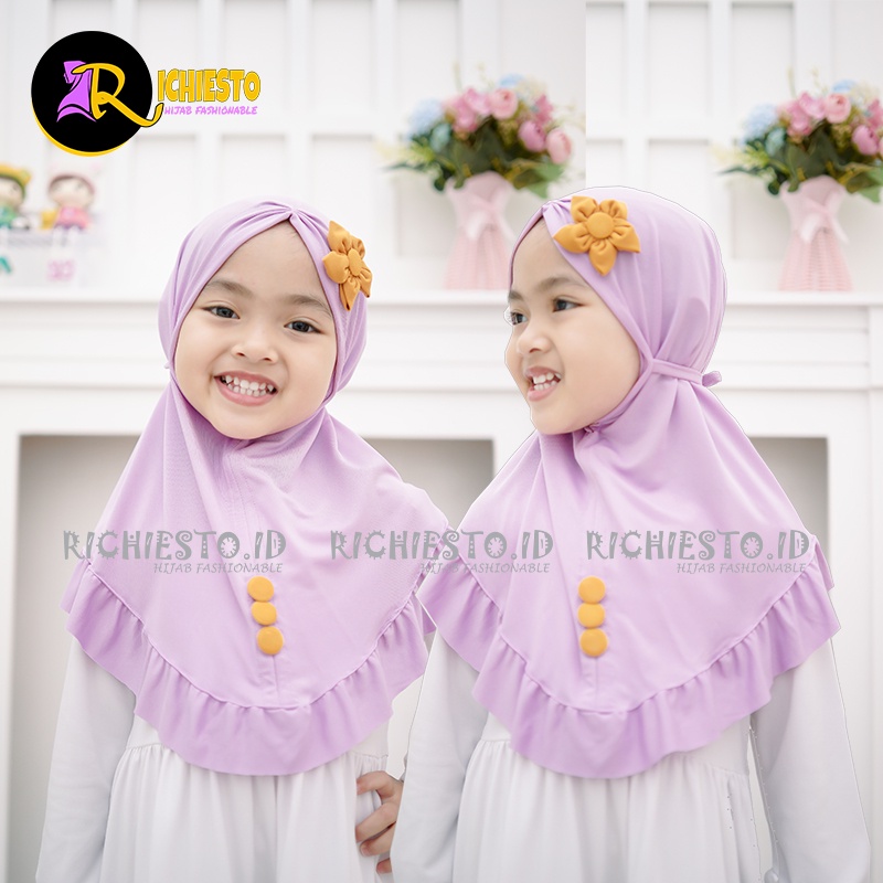 Jilbab Anak Bayi Perempuan Instan Lucu BUNGA MATAHARI 0-3 Tahun Jersey