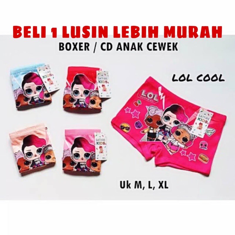 1 LUSIN CD CELANA DALAM BOXER ANAK PEREMPUAN CEWEK MURAH BAHAN ADEM / CD BOKSER ANAK CEWEK LUSINAN