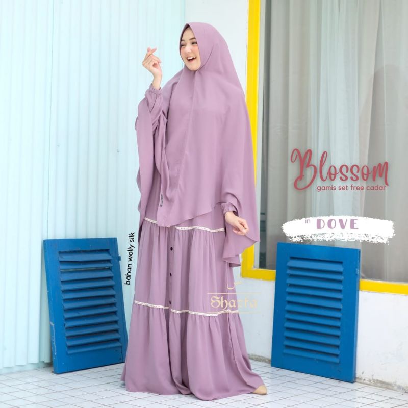 Gamis Set Khimar Terbaru Blossom Original Shazfa