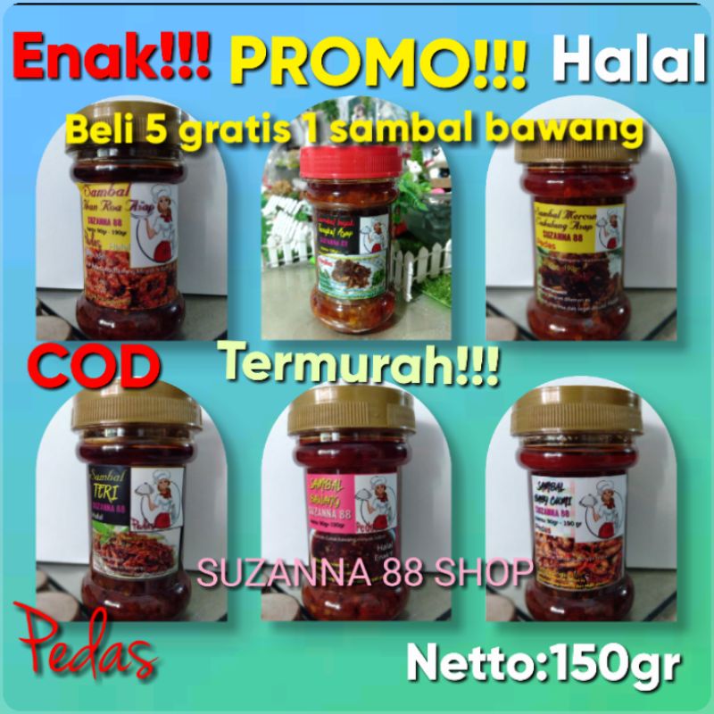 Sambal baby cumi,teri medan, Cakalang asap,bawang,Tongkol asap,Teri,ikan roa asap 150gr