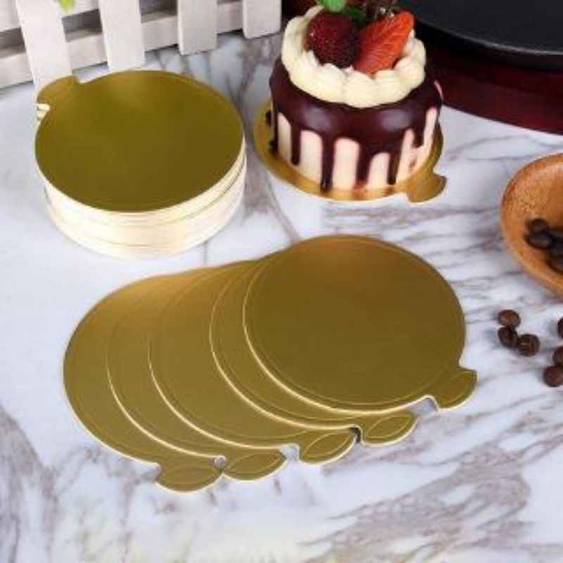 Tatakan Slice Cake isi 25pcs / Cake Board Emas Kue Potong Mini Cake / Tatakan Kue Gold