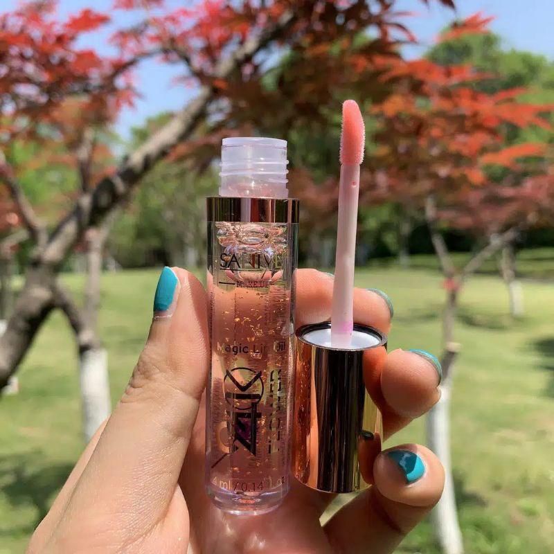 SANIYE 24K Luxury Gold  Lip gloss Pelembab Bibir Flower Magic Lip Oil