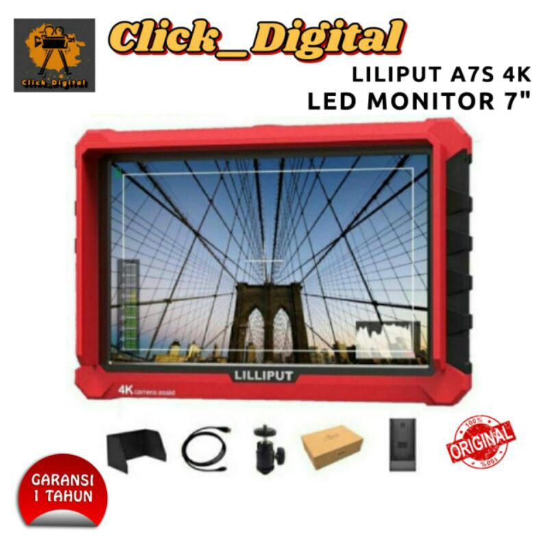 LCD Monitor Liliput A7S 4K 7" HDMI / Kamera Monitor Liliput A7S / Garansi 1 Tahun