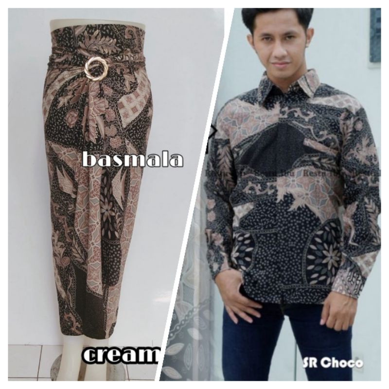 Couple rok lilit dengan kemeja//rok lilit batik//rok batik//kain lilit//kain serut batik