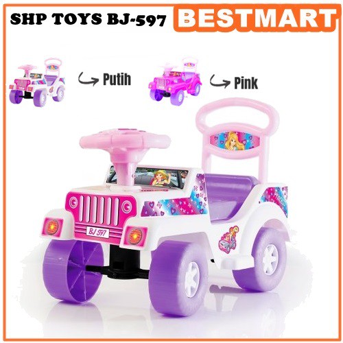 mobil jeep berbi princes shp bj-597 - mobil dorong anak cewek / Mainan Anak Mobil Dorong Music SHP TOYS BJ-597