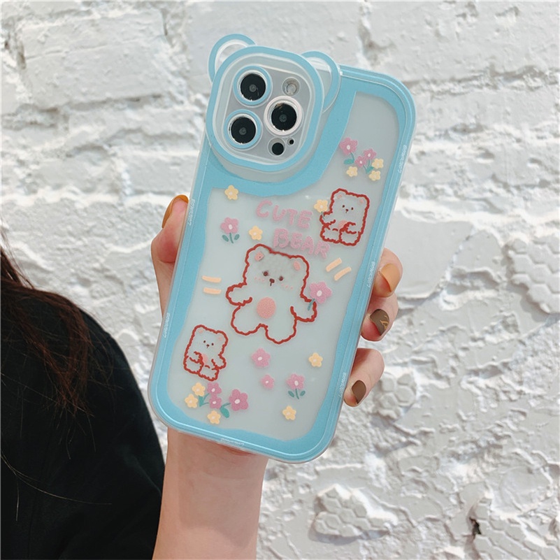 Soft Case Silikon TPU Motif Beruang Untuk iPhone 13 12 11 Pro Max X Xr Xs Max SE 2020 8 7 6 6s Plus