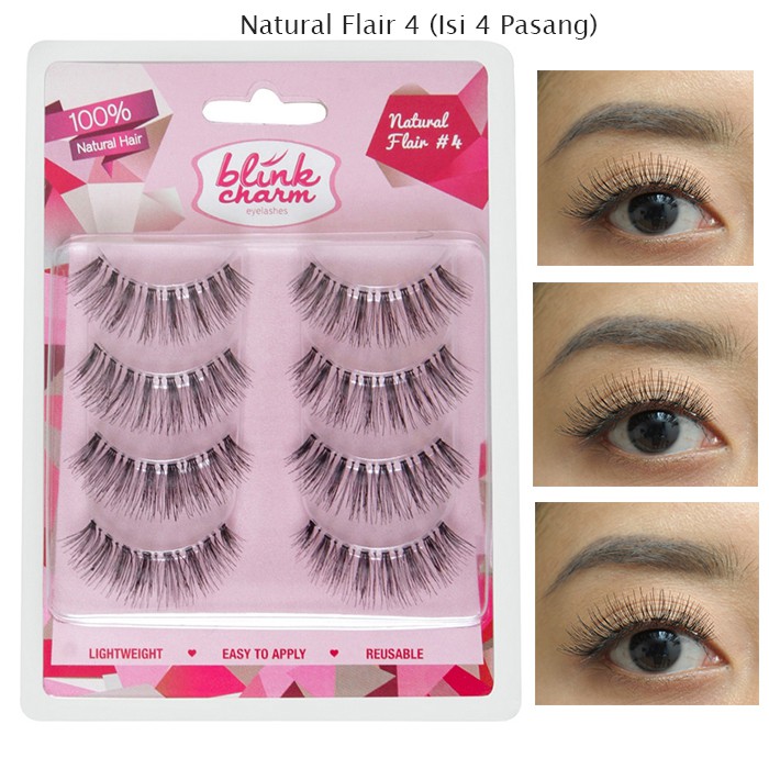 Blink Charm Eyelashes Natural Flair (Isi 1 Pasang/4 Pasamg) - Bulu Mata Palsu