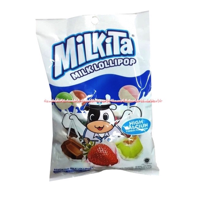 Milkita Assorted 15pcs Milk Lollipop Permen Susu Lolipop Aneka Rasa Milk Kita Milk Candy Cendi permen Tangkai Loli Pop