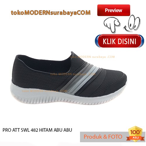 PRO ATT SWL 482 HITAM ABU ABU Sepatu Wanita Sepatu Slip On Karet