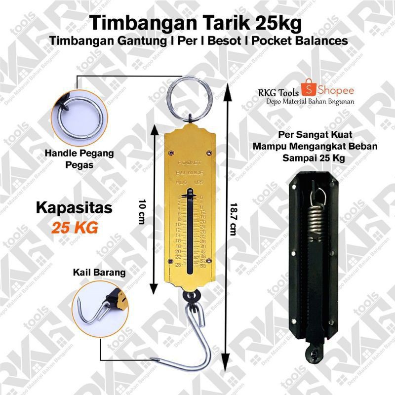 TIMBANGAN PER ( VERR) 25 KG TOP QUALITY / TIMBANGAN GANTUNG / TIMBANGAN PEGAS PENGUKUR BERAT 25 KG