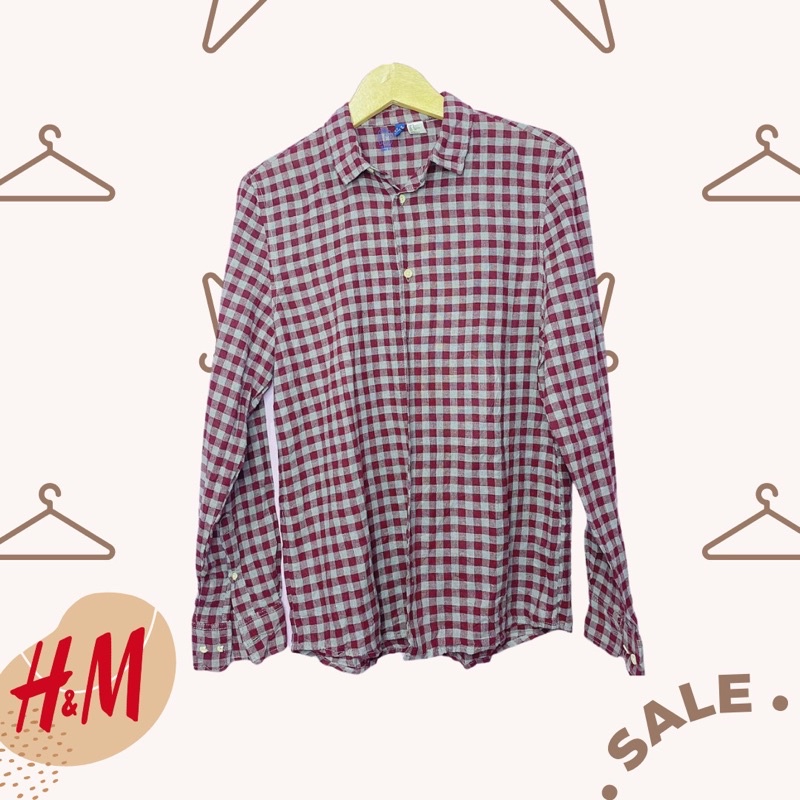 [TERMURAH] KEMEJA H&M KOTAK-KOTAK MAROON